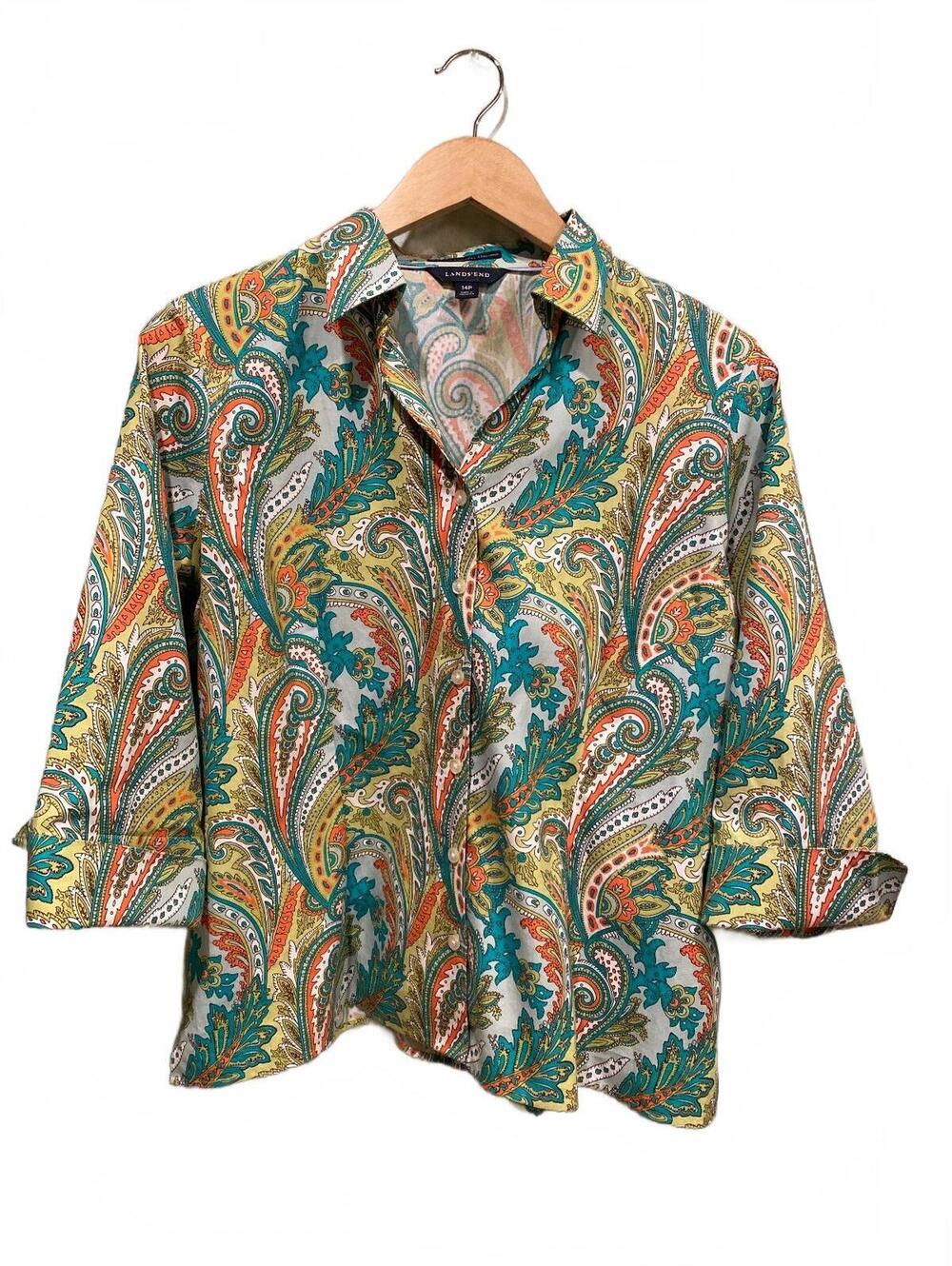 Lands’ End No Iron Pinpoint Oxford 14P Blouse